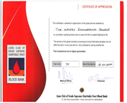 Recognized and Appreciated for Blood Donation Camp on 18th February 2020.